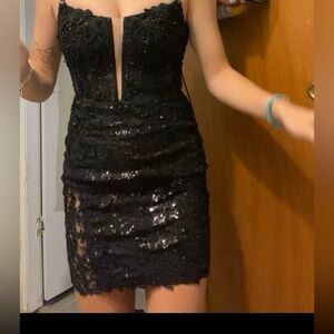 Brand new Sherri hill black dress only tried on!